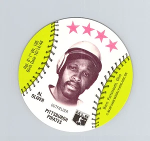 1976 MSA ORBAKER'S Al Oliver Pittsburgh Pirates disco gelato coperchio MLB - Foto 1 di 2