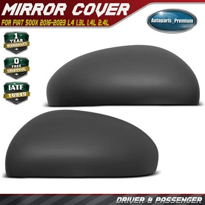 Pair Mirror Cover Cap Primed Gray for Fiat 500X 2016 2017-2023 L4 1.3L 1.4L 2.4L - Image 1 of 4