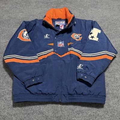 Chaqueta acolchada deportiva de colección Chicago Bears Pro Line Logo para hombre XL 90s NFL azul Foto 1 de 4