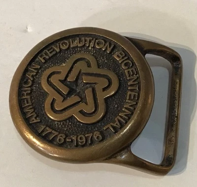 Vintage American Bicentennial Belt Buckle 1776-1976 Solid Brass 2”x3” VG Cond - Image 1 of 4