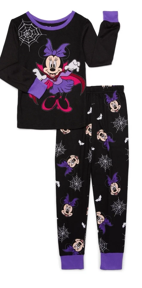 Disney Minnie Mouse Vampire Halloween Pajama Set Long Sleeve Top and Pants