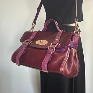 MULBERRY Handbag Alexa Shoulder Bag convertible Purple Leather Authentic Used - Picture 1 of 24