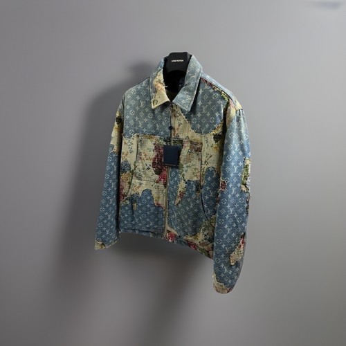 LOUIS VUITTON（LV） Louis Vuitton x Virgin Abloh Giacca denim imbottita monogramma floreale taglia: 52 XL