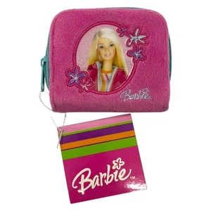 Barbie Girls Floral Pink Faux Fur Wallet Zippered Vintage Y2K 2000 New - Picture 1 of 5