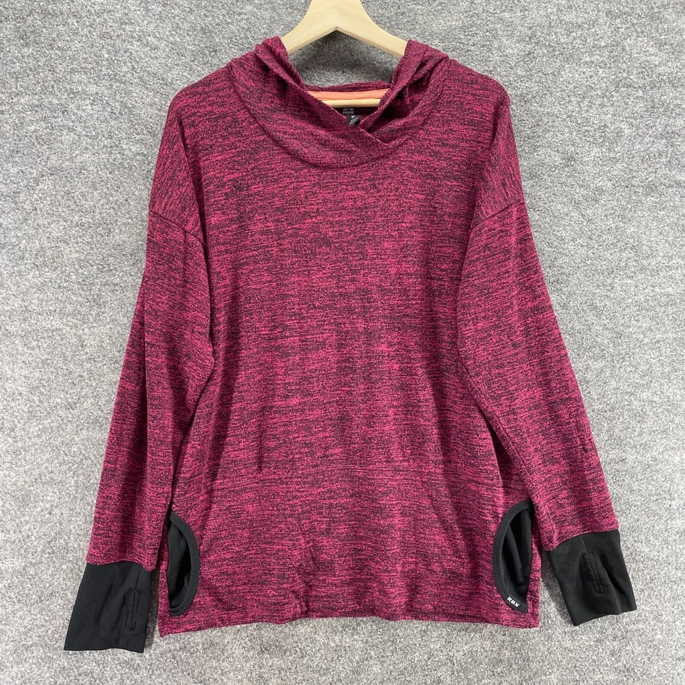 RBX Activewear толстовка с капюшоном женщин 1 X плюс фиолетовый с капюшоном длинным рукавом пуловер v-образным вырезом - Изображение 1 из 4