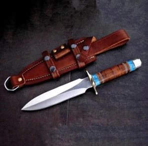 Custom Handmade Carbon Steel Medieval Hunting Dagger Knife With Sheath (HK) - Picture 1 of 3