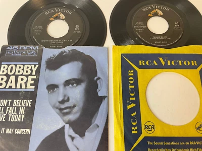 2 Vintage Bobby Dare 45s I Don't Believe I'll Fall In Love Today Above & Beyond - Image 1 of 4