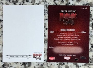2023 Upper Deck UD Marvel Fleer Ultra Midnight Sons Blank Sketch Card 1/1