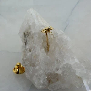 Cravatta rana oro giallo 14K attacco con accenti di diamante circa 1950* - Foto 1 di 7