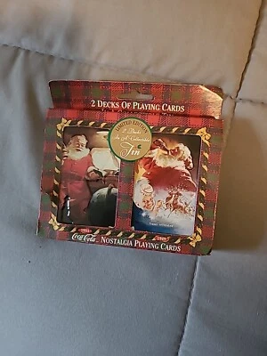 1997 Nostalgia Coca-Cola Santa 1951 & 1949-2 Sealed Decks Playing Cards In Tin - Image 1 of 4