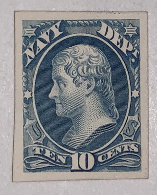 Travelstamp: US Stamps Scott #O40P4 10c Navy Department Proof on Card - Image 1 of 4
