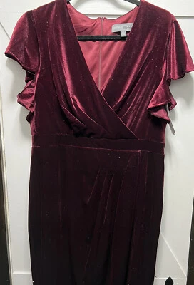 Vestido Donna Ricco Manga Volantes Dobladillo Tulipán Talla 12 Color Vino Foto 1 de 4