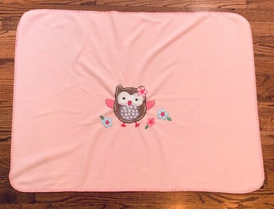 Manta Bebé Garanimals Rosa Vellón Búho Pájaro Aplique Flores 40 X 30 Lovey Foto 1 de 3