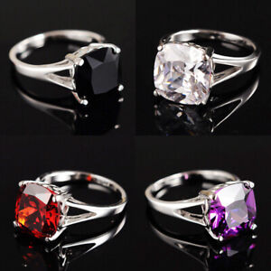 Women's style Ring Rhodium Plated red Violet Black White Cubic Zirconia Jewelry