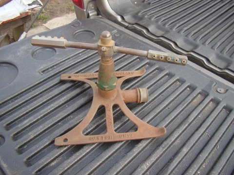 Antique Original Dayton Irrigation Co. Lawn SPRINKLER Iron & Brass Dayton Ohio Cover