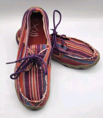 Botas Twisted X Mocs WDM0047 Púrpura Sarape Lona Playa Suroeste Talla 8.5 Foto 1 de 4