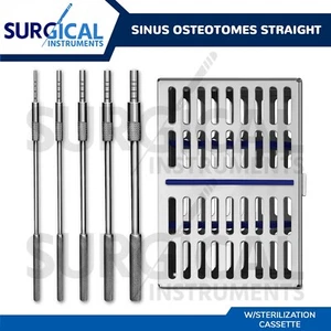 5 Pcs Sinus Osteotomes Concave Straight With Sterilization Cassette German Grade - Picture 1 of 11