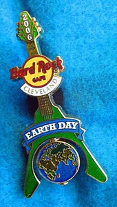 CLEVELAND EARTH DAY SPINNING PLANET GLOBE FLYING V GUITAR Hard Rock Cafe PIN - Picture 1 of 1