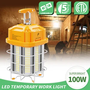 100W LED Temporary Work Light Portable Construction Jobsite Linkable Lamp 5000K - Picture 1 of 12