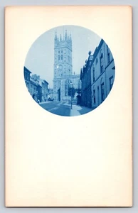 Cartolina RPPC foto reale Regno Unito Warwick St Mary's Church scena di strada vista città - Foto 1 di 3