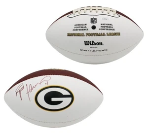 Brett Favre Signed Green Bay Packers Embroidered White Panel Logo NFL Football - Picture 1 of 5