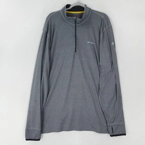 Eddie Bauer Sweater Mens 2XL Tall Gray Lightweight Active Free Heat Half Zip - Picture 1 of 12
