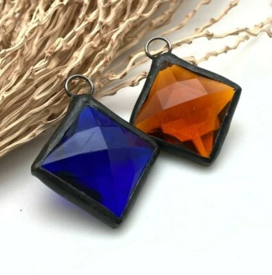 Vintage Amber or Blue Chandelier Crystal Pendant (SGP8) - Image 1 of 4