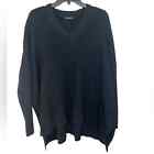 Natori Black Long Sleeve Cashmere Blend V-Neck Oversized Sweater Size Small