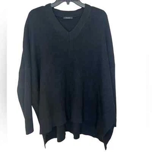 Natori Black Long Sleeve Cashmere Blend V-Neck Oversized Sweater Size Small - Picture 1 of 9