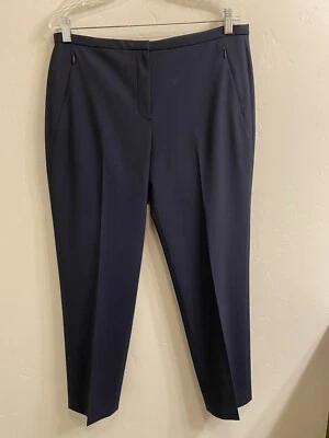 Pantalones pantalón de lana Elie Tahari para mujer 35”x28” azul marino frente plano pierna recta Foto 1 de 4