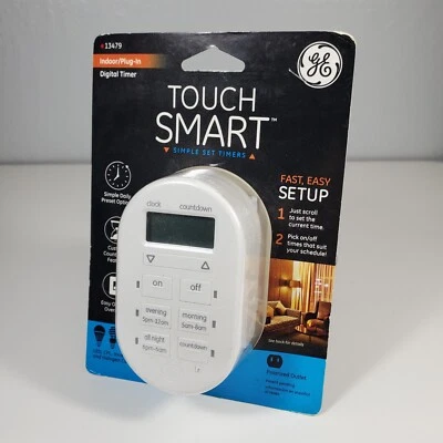 GE Touch Smart Simple Set Temporizador Blanco Interior Digital Enchufe Jasco 13479 Sellado Foto 1 de 4