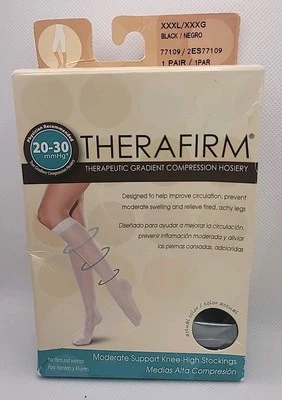 Therafirm Thigh High Compression Hosiery Socks 20-30mmHg (Black) XXXL 77109 - Image 1 of 4