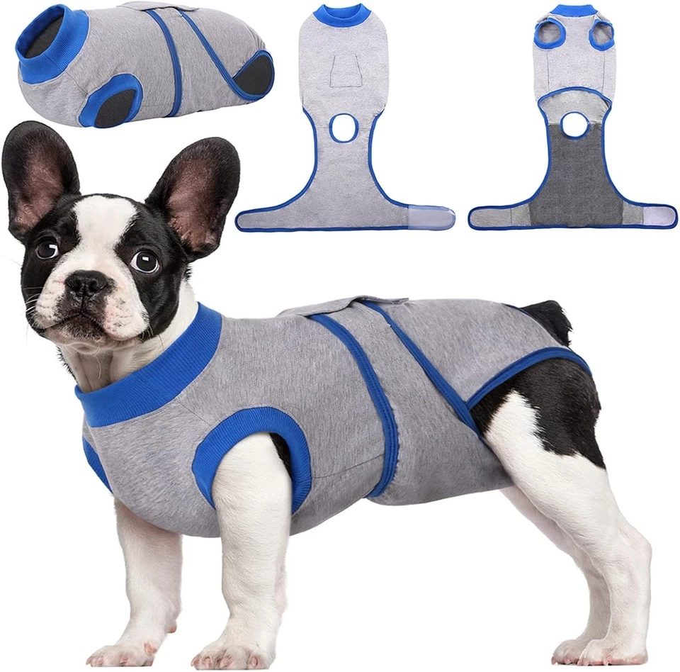 Kuoser Dog Surgery Recovery Suit, Adjustable Dog Post Surgery Body Suit, Grey XS - Image 1 of 4