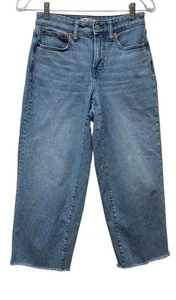 Madewell The Curvy Perfect Vintage Wide Leg Crop Frayed Hem Jeans 26P 26 x 23 - Picture 1 of 10