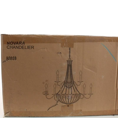 Lámpara de araña Vaxcel H0059 Novara acero envejecido nogal 9L 60 W 33" H 32" W tradicional Foto 1 de 2