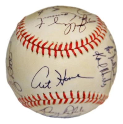 1990 Houston Astros Team Signed Baseball 23 Sigs Biggio Caminiti Scott Nice! 155 - Image 1 of 4