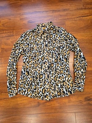 Tory Burch Button Down Animal/Leopard Print Blouse Top Size 0 - Image 1 of 4