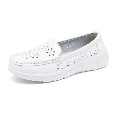 Womens Ladies Hollow Out Round Toe Slip on Loafers Nurse Casual Work Dress Shoes - Image 1 of 4