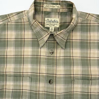 Cabela's Soft Canvas Trail Men's Fish Short Sleeve Camping L Button Multicolor - Image 1 of 4