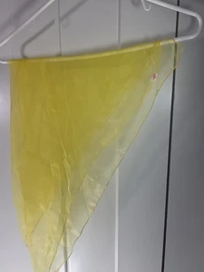 Vintage Japanese Sheer Canary Yellow Chiffon Nylon Head Neck Scarf 27 in. square - Picture 1 of 9