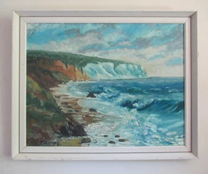 Mid Century JOHN HARVEY 1935-2023 Seascape Isle Wight Oil Painting Signed Framed - Picture 1 of 14
