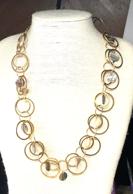 Lia София ожерелье латуни блокировки петли абалона диск ошейник лот 81C - Изображение 1 из 3