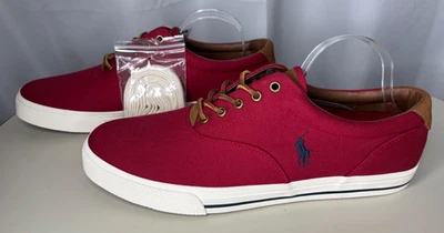 Nuevo Para hombres 15D Polo Ralph Lauren Para hombres Vaughn Lona/Gamuza Rojo Profundo Tenis Bajos Foto 1 de 4