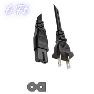 Polarized C7 Power Cord, 2 Prong, Universal 6ft Black - Picture 1 of 2