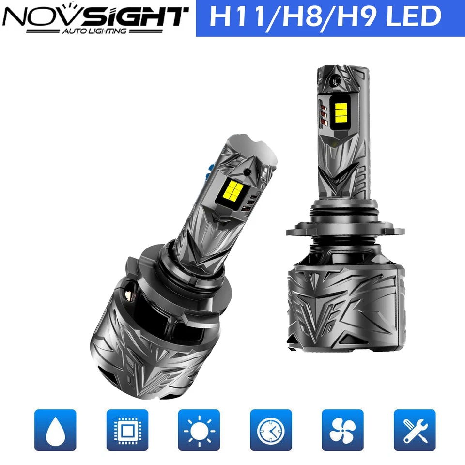 NOVSIGHT 2x H11 H8 H9 LED Headlight High/Low Beam Bulb 60000LM 240W Super Bright - Image 1 of 4