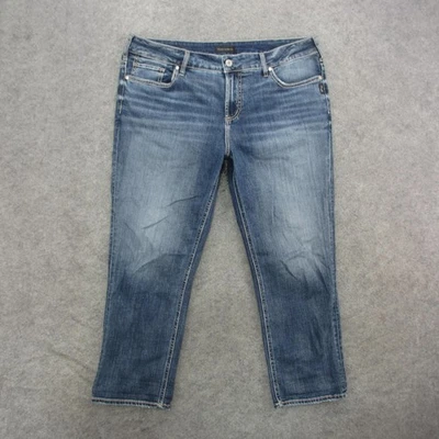 Silver Jeans Co. Capri Jeans Womens 16W Blue Elyse Stretch Mid Rise Embroidered - Image 1 of 4