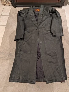 Outbrook langer Ledermantel Damen groß schwarz Barock Wildleder 80er Vintage 3XL  - Bild 1 von 6