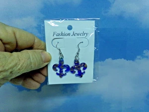Vintage Jewelry Murano style Art glass PURPLE EARRINGS - Picture 1 of 1