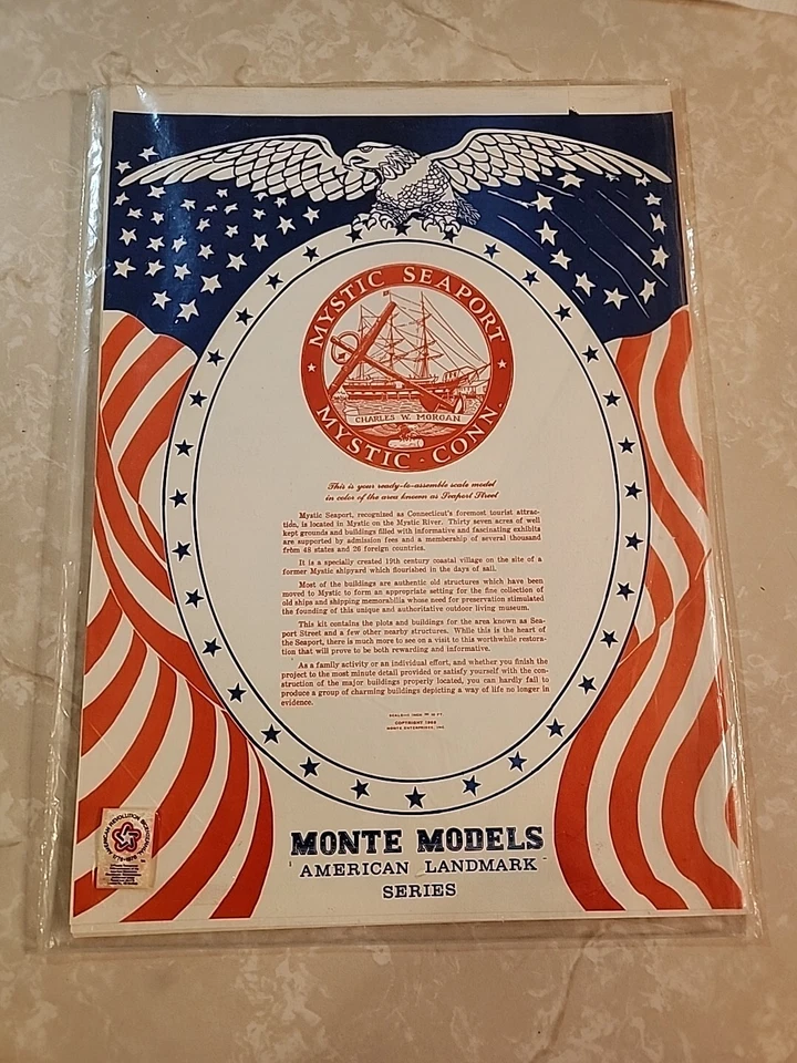 Vintage Rare Monte Models 1968 Mystic Seaport Paper Models 10 Sheets - Bild 1 von 4