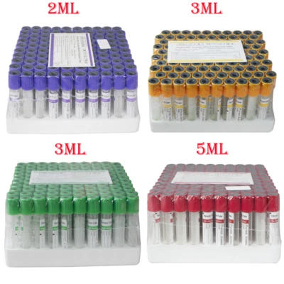 Carejoy 100pcs Medical Hospital Vacuum Blood Collection Tubes 2mL/ 3ml /5ml A++